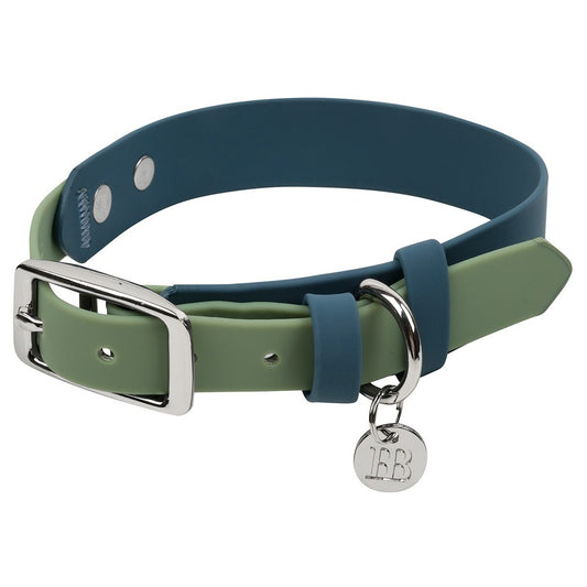 Buddy & Belle Dog Collar Saltbush Green & Lagoon Blue