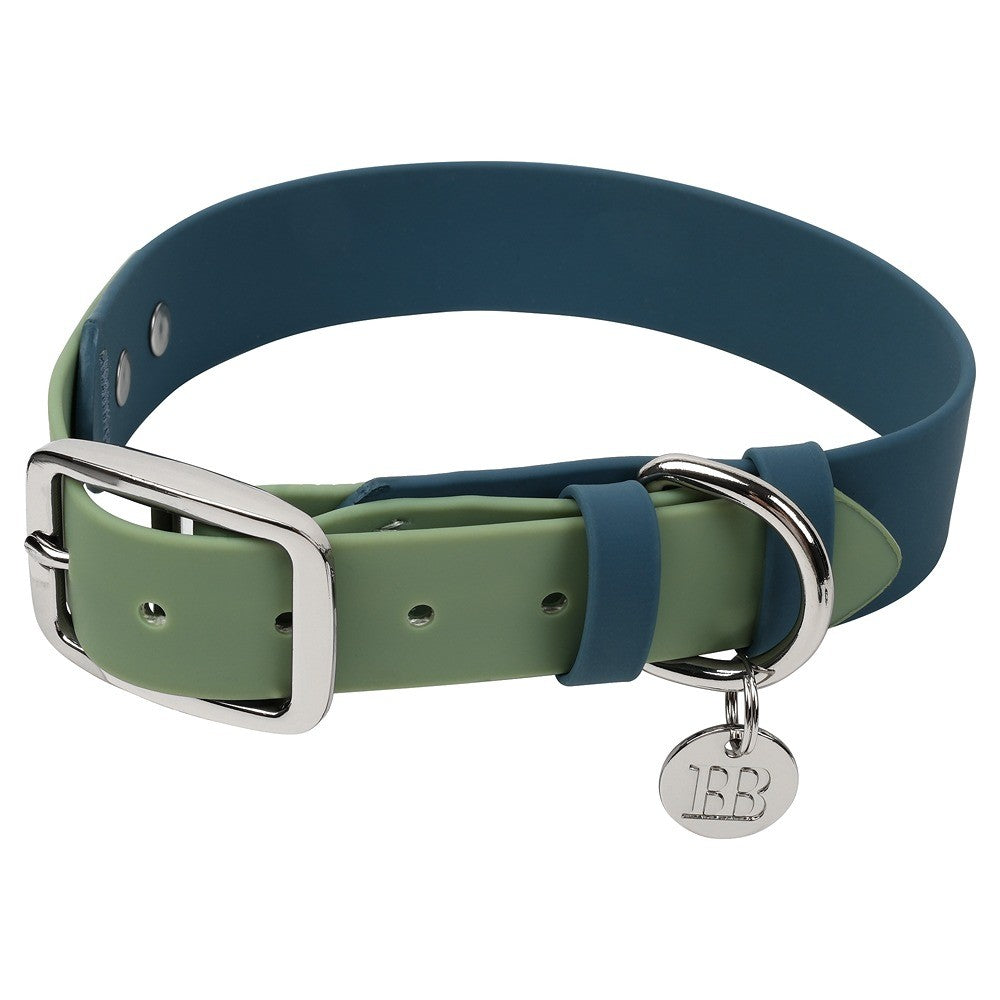 Buddy & Belle Dog Collar Saltbush Green & Lagoon Blue