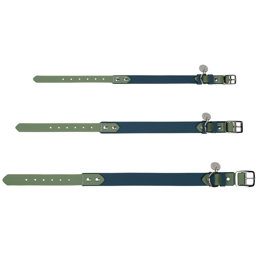 Buddy & Belle Dog Collar Saltbush Green & Lagoon Blue