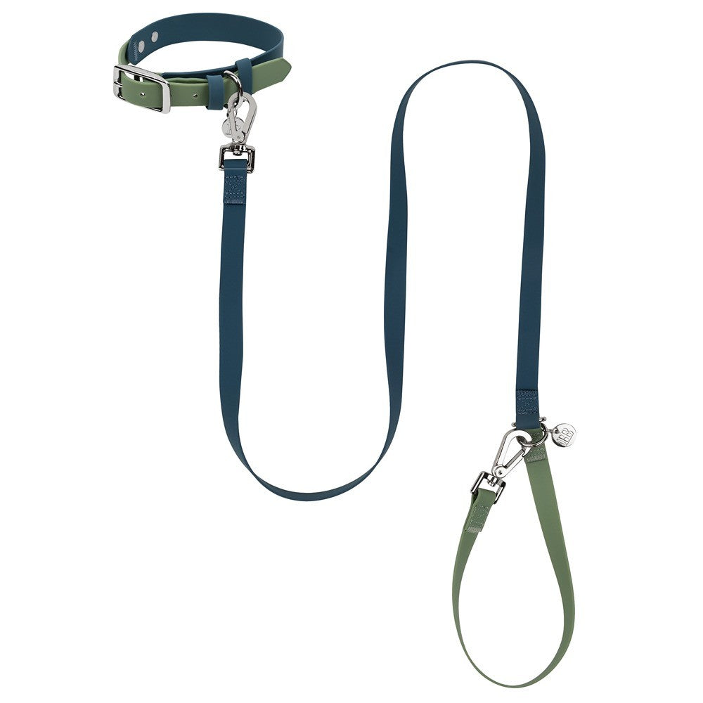 Buddy & Belle Dog Collar Saltbush Green & Lagoon Blue
