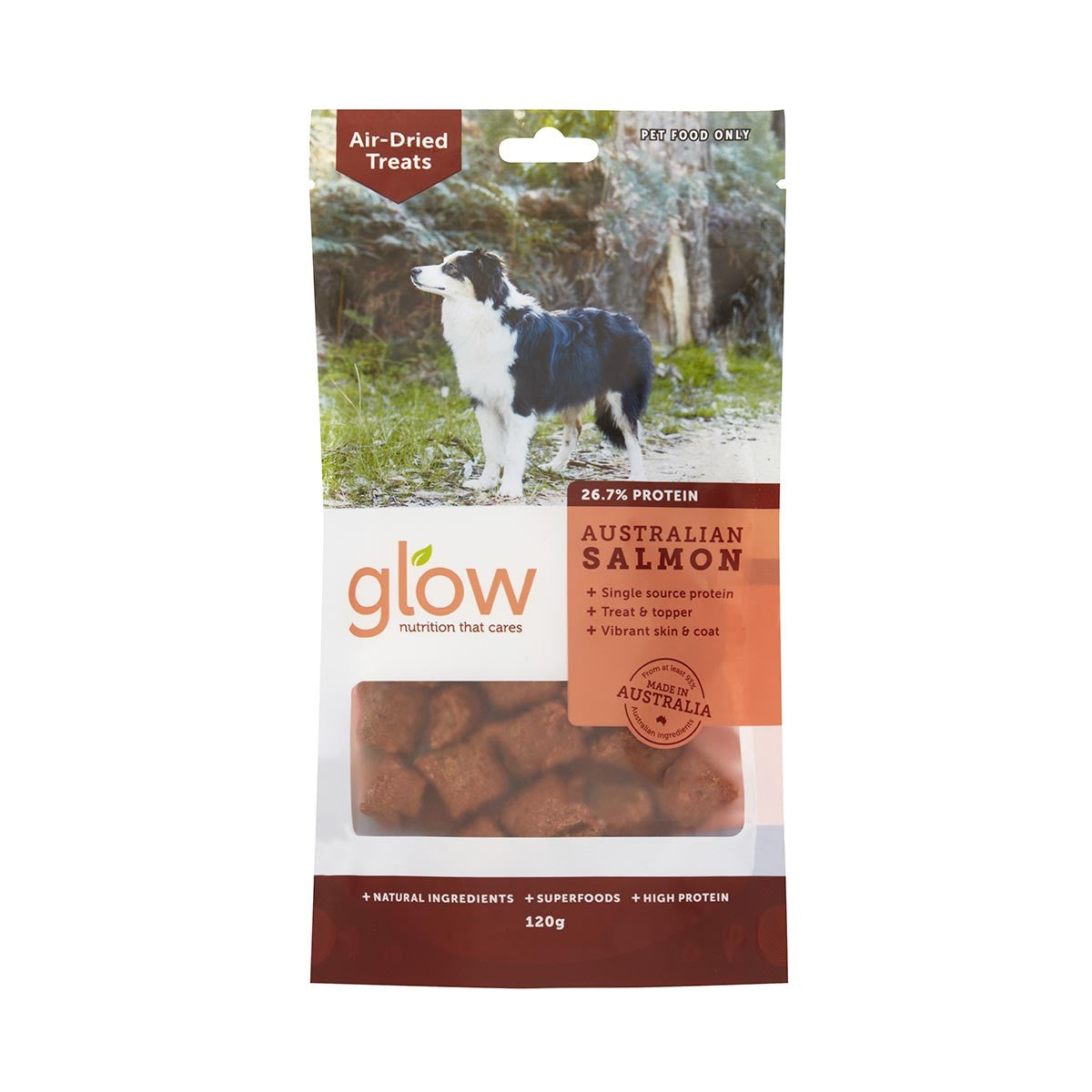 Glow Australian Salmon Air Dried Dog Treats 120g