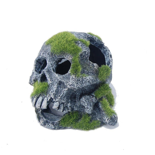 Aquatopia Fish Tank Ornament Skull With Moss