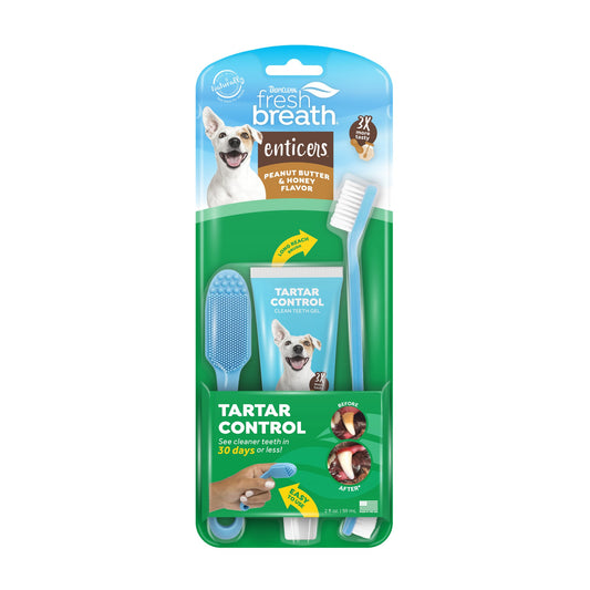 TropiClean Fresh Breath Enticers Peanut Butter & Honey Oral Care Kit for Dogs