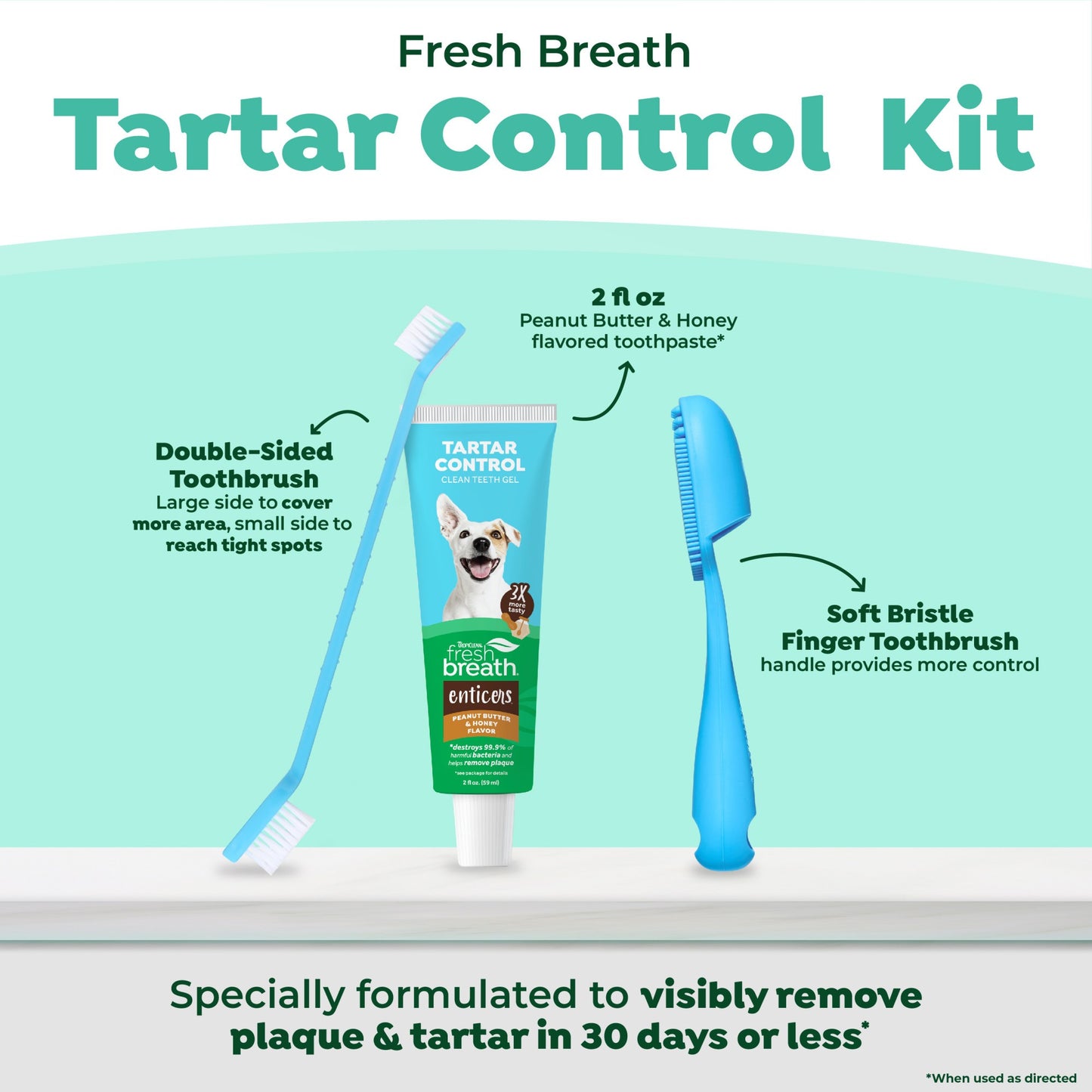 TropiClean Fresh Breath Enticers Peanut Butter & Honey Oral Care Kit for Dogs