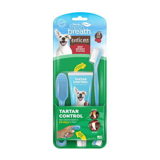 TropiClean Fresh Breath Enticers Smoked Beef Brisket Oral Care Kit for Dogs