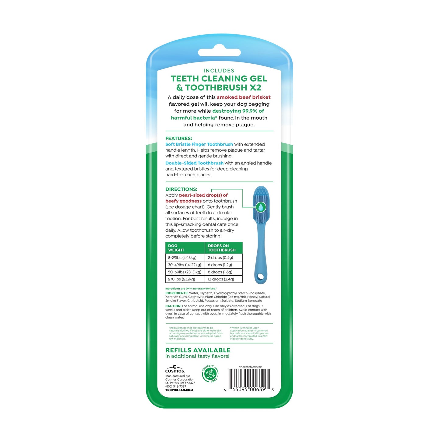 TropiClean Fresh Breath Enticers Smoked Beef Brisket Oral Care Kit for Dogs