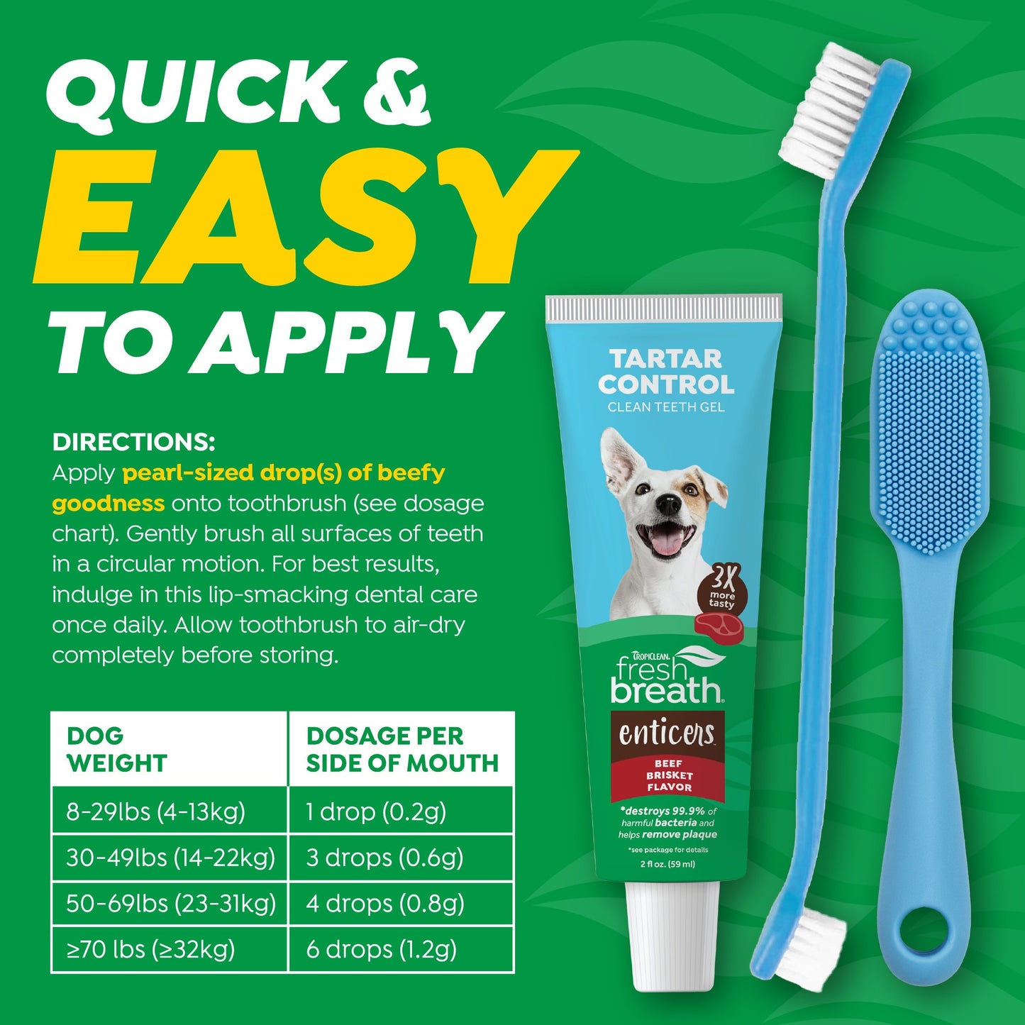 TropiClean Fresh Breath Enticers Smoked Beef Brisket Oral Care Kit for Dogs