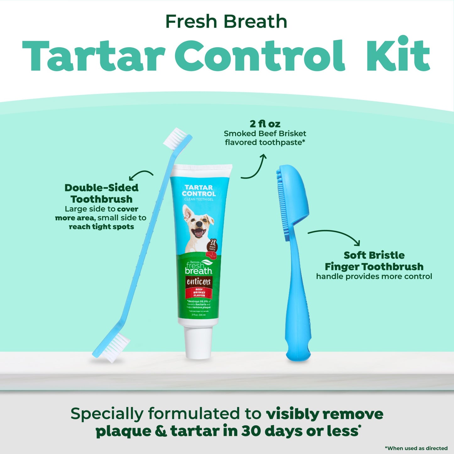 TropiClean Fresh Breath Enticers Smoked Beef Brisket Oral Care Kit for Dogs