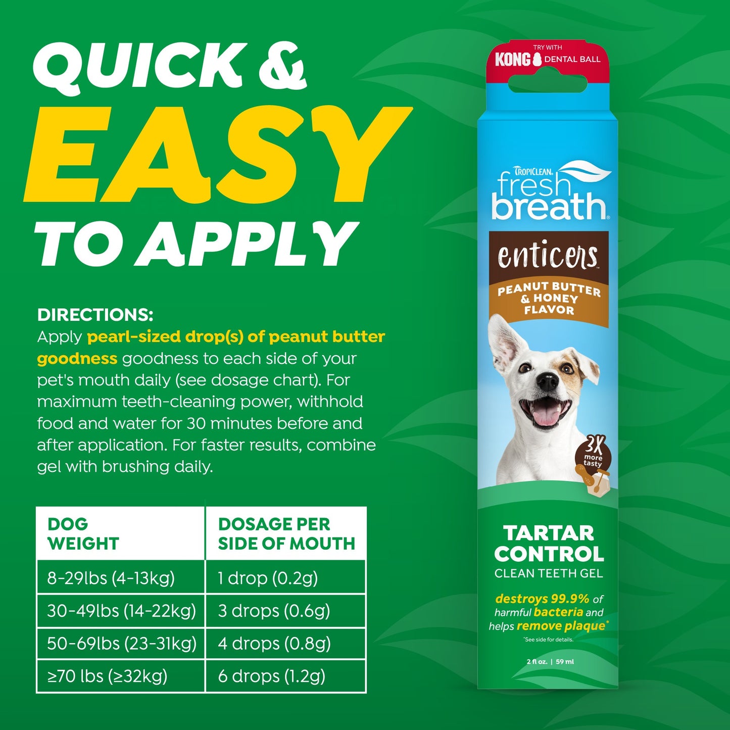 TropiClean Fresh Breath Enticers Peanut Butter & Honey Gel for Dogs