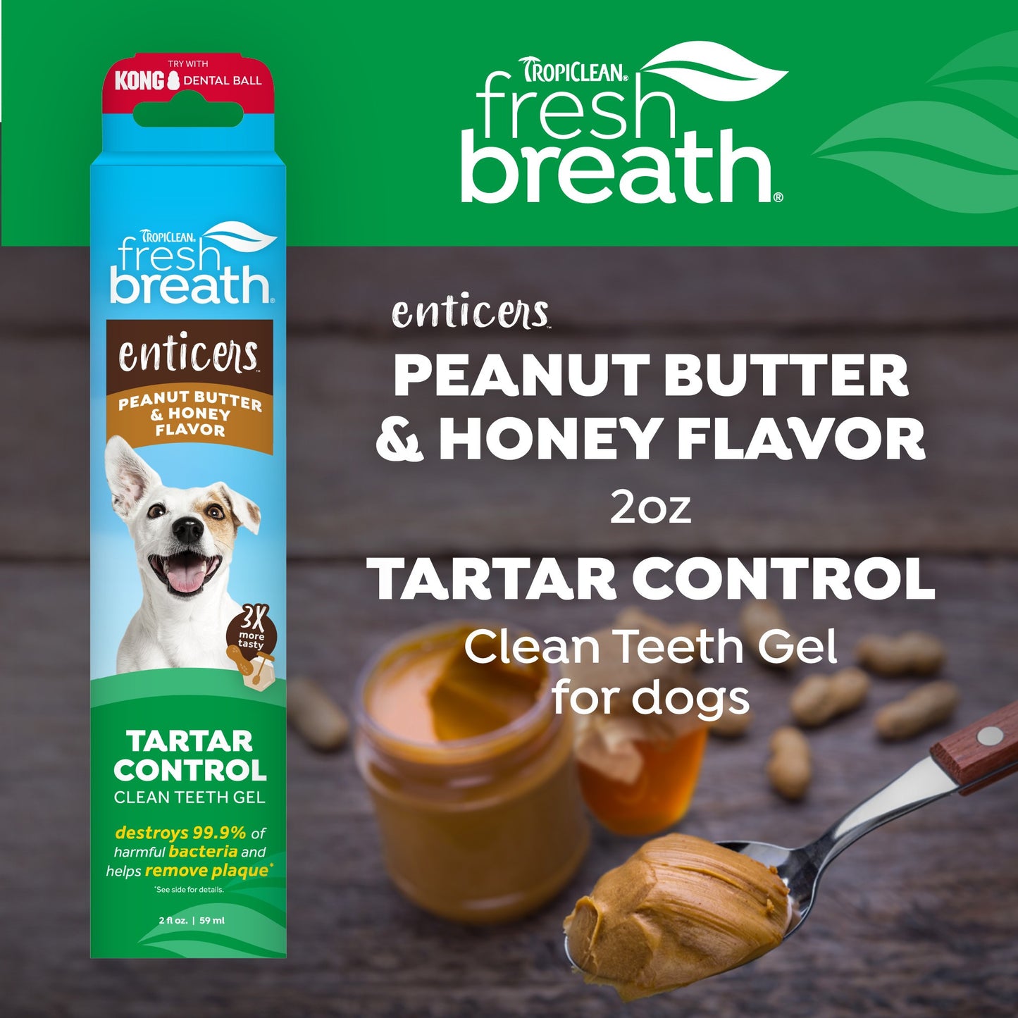 TropiClean Fresh Breath Enticers Peanut Butter & Honey Gel for Dogs