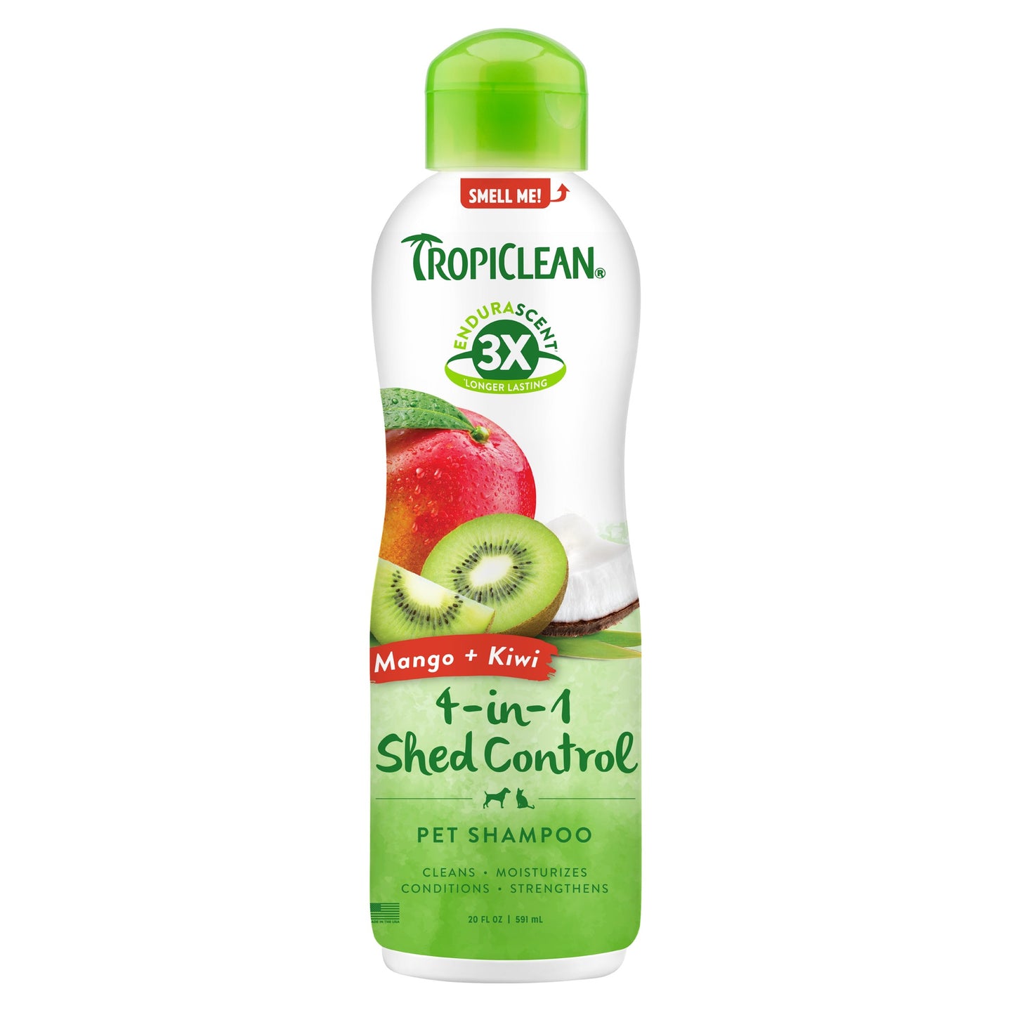 TropiClean EnduraScent Shed Control Pet Shampoo Mango Kiwi