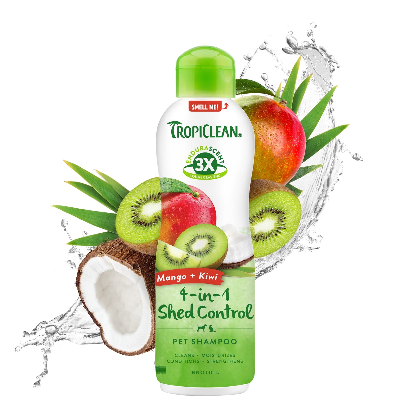 TropiClean EnduraScent Shed Control Pet Shampoo Mango Kiwi