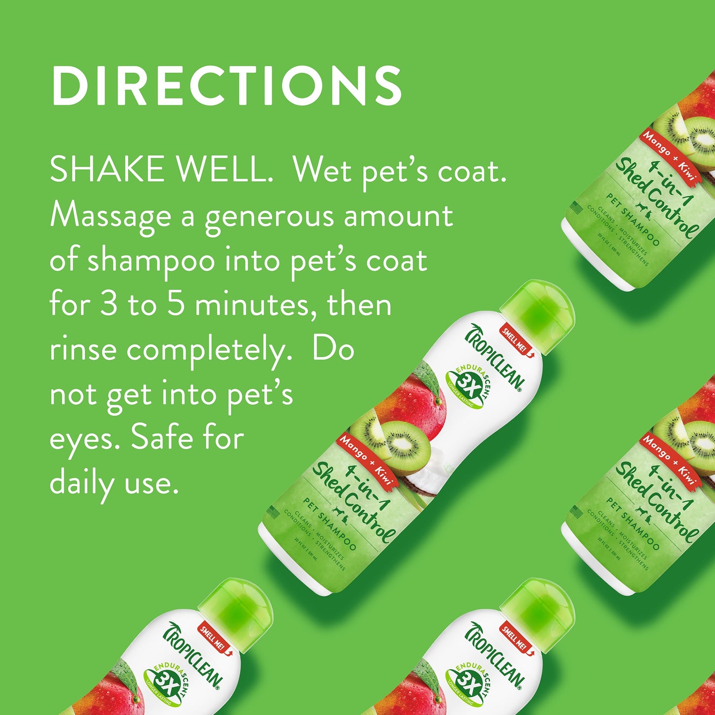 TropiClean EnduraScent Shed Control Pet Shampoo Mango Kiwi