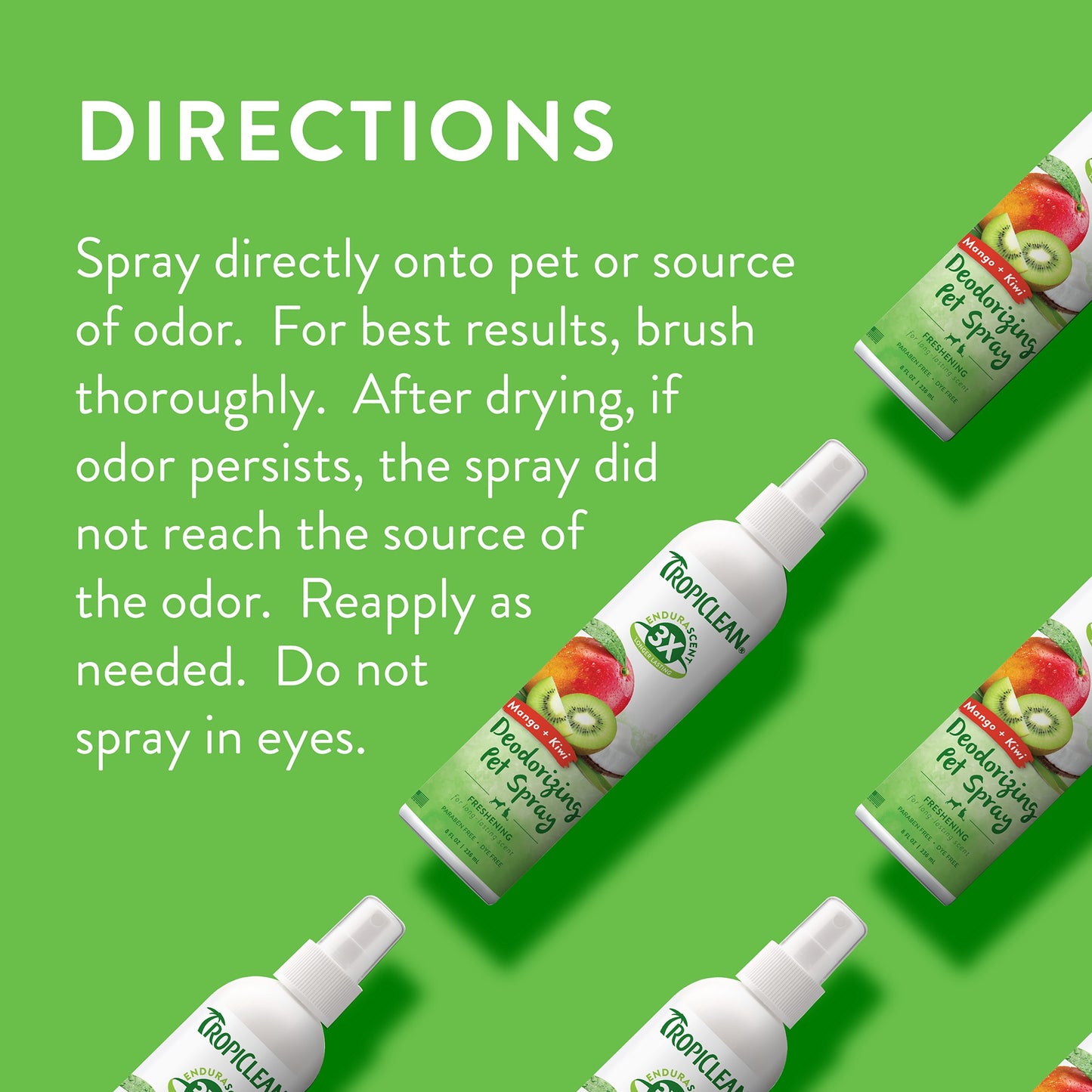 TropiClean EnduraScent Deodorising Pet Spray Mango Kiwi