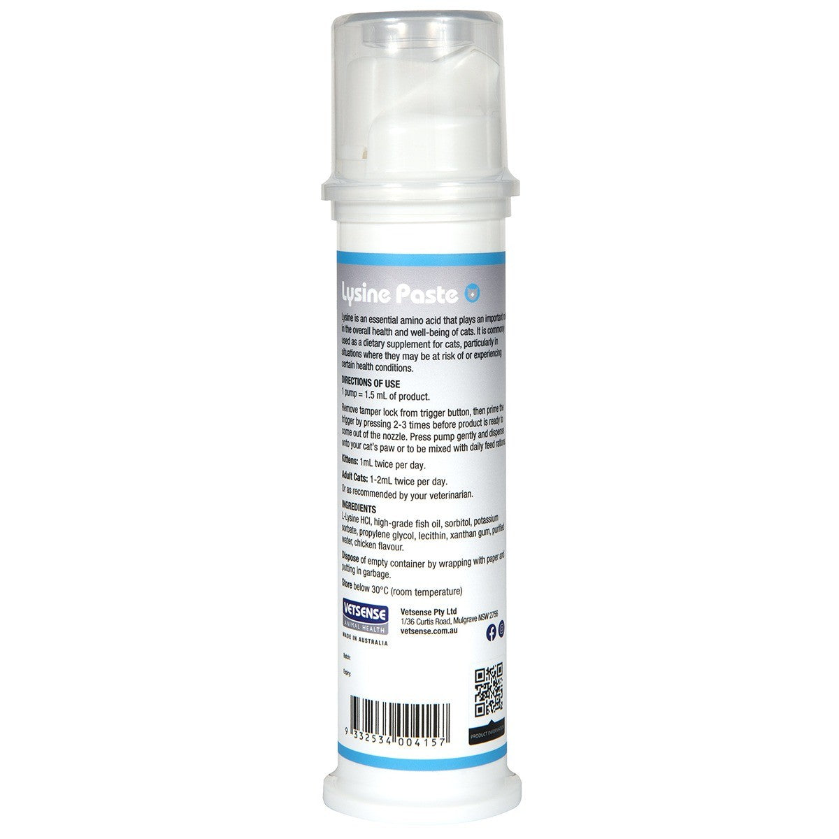 Vetsense Lysine Paste Cat Supplement