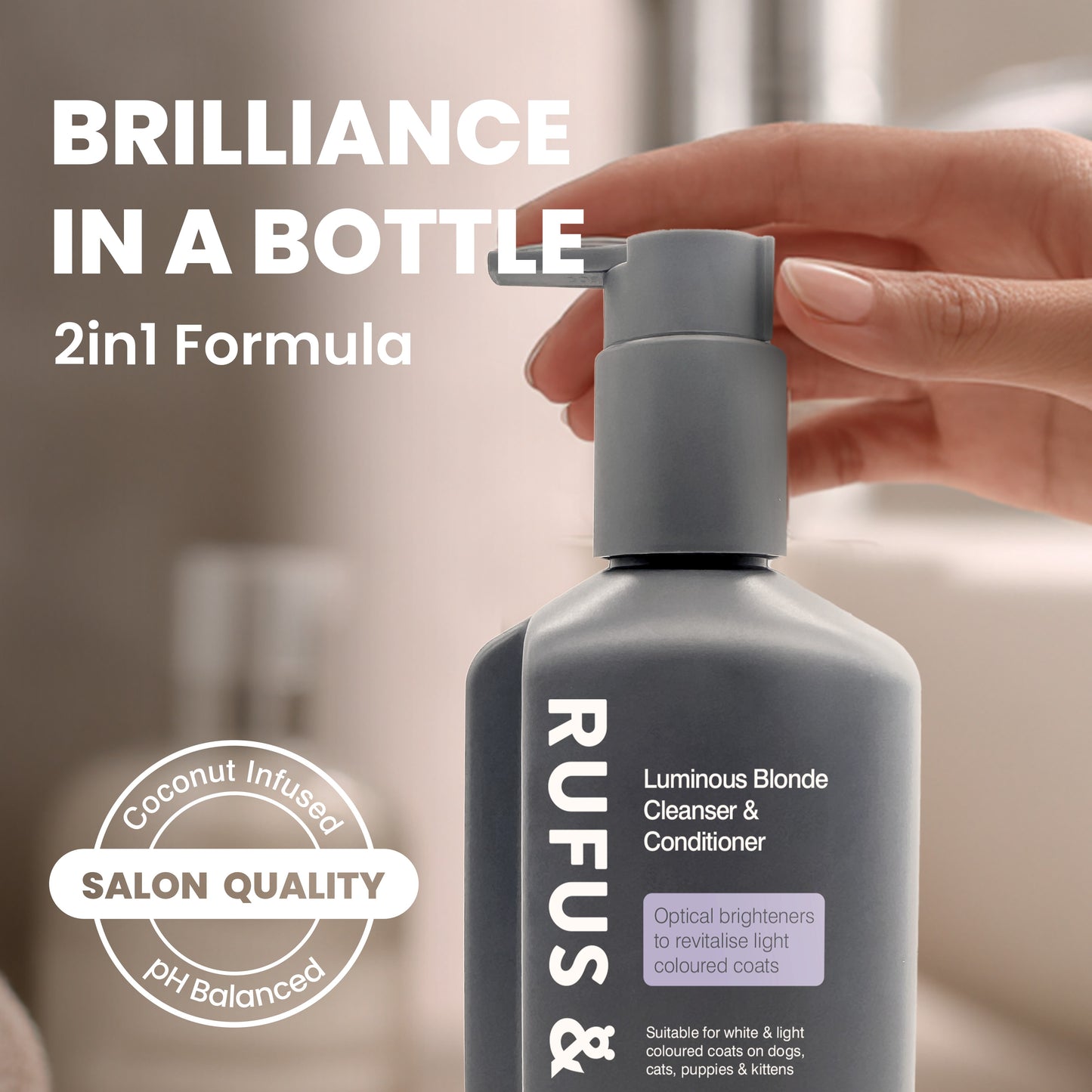 Rufus & Coco Luminous Blonde Light Coloured Coat Pet Cleanser & Conditioner