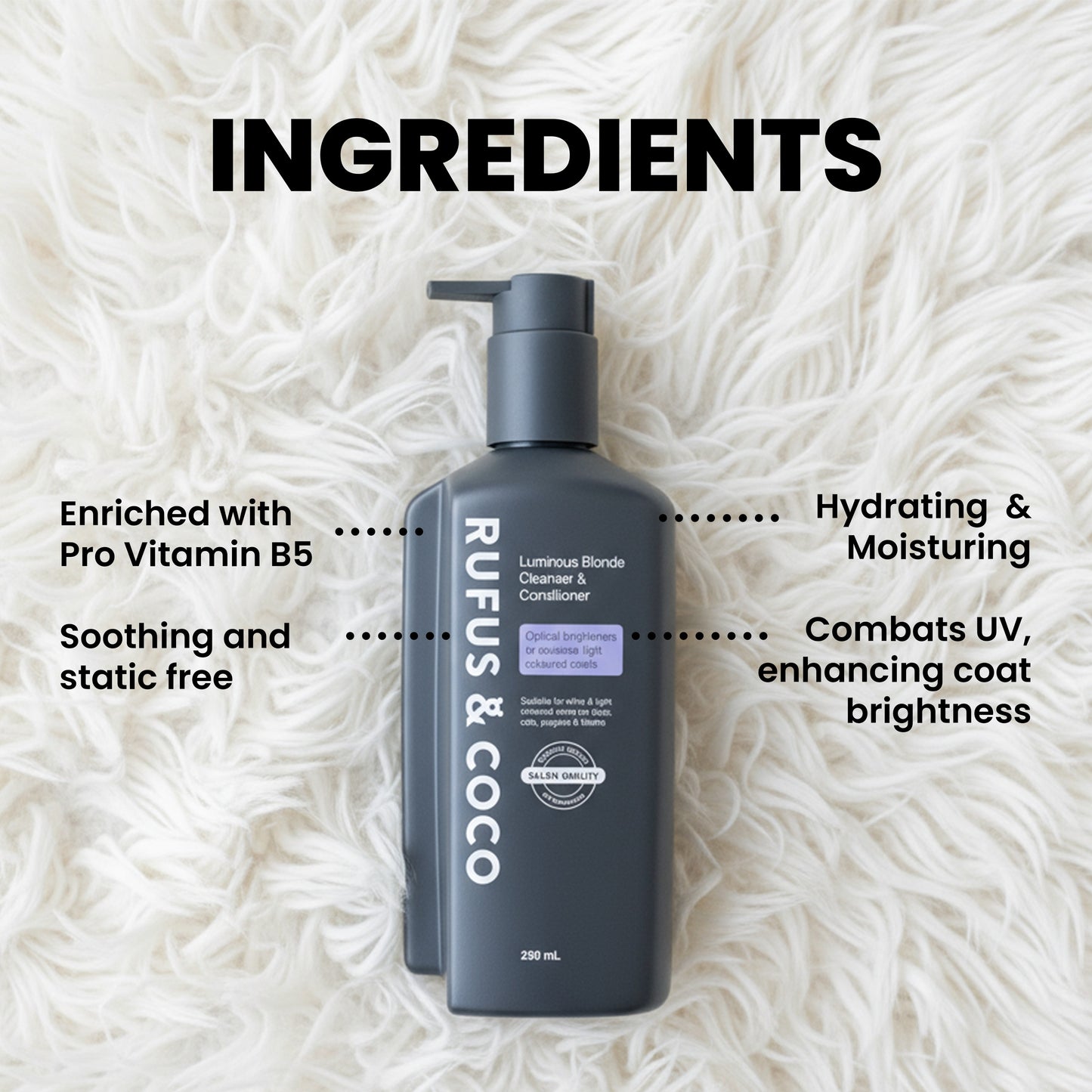 Rufus & Coco Luminous Blonde Light Coloured Coat Pet Cleanser & Conditioner