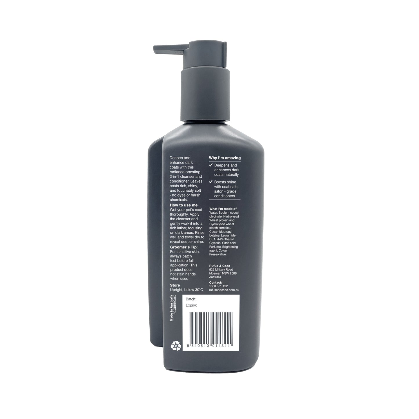 Rufus & Coco Black Radiance Renewal Dark Coloured Coat Pet Cleanser & Conditioner