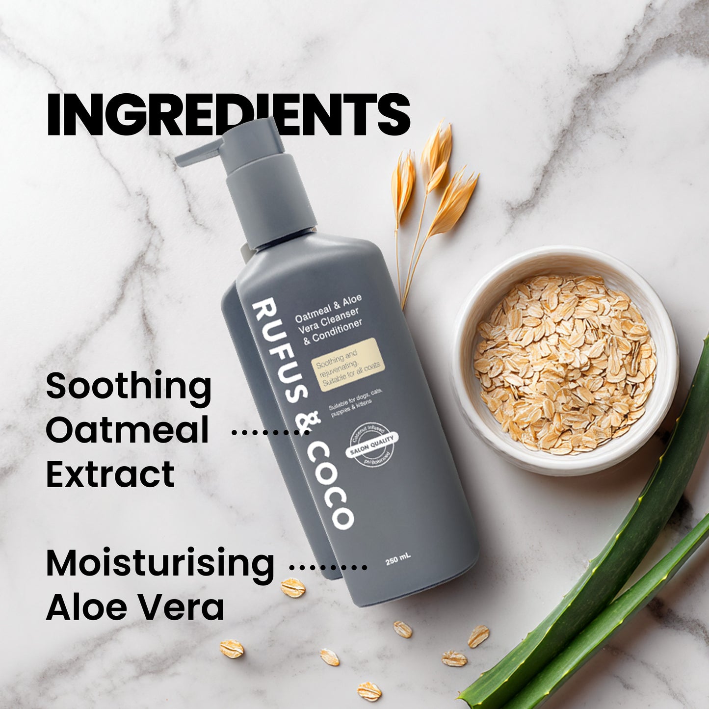 Rufus & Coco Oatmeal with Aloe Vera Pet Cleanser & Conditioner