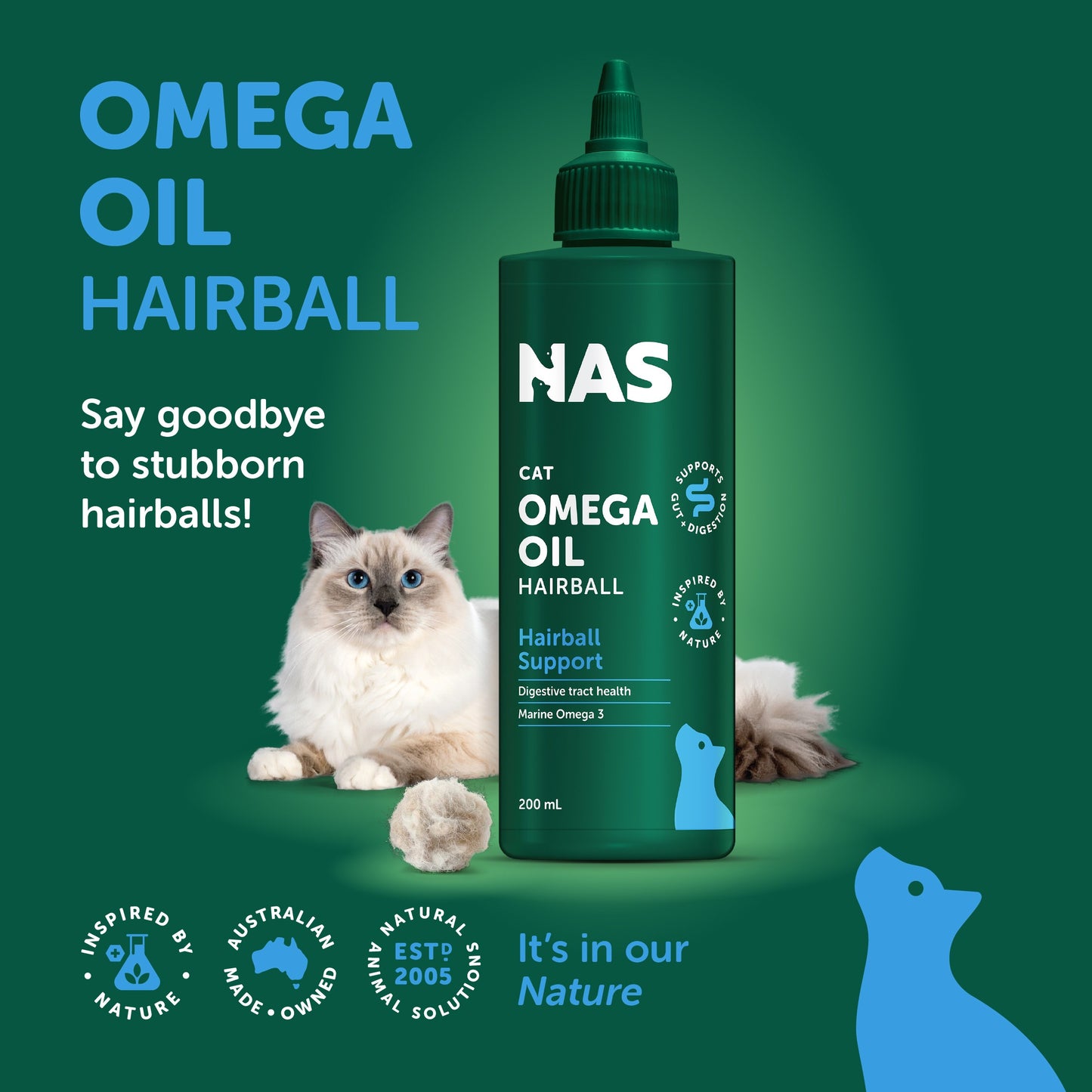 NAS Hairball Support Omega Oil for Cats