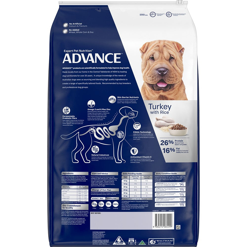 Advance Adult Sensitive Turkey & Rice Dry Dog Food
