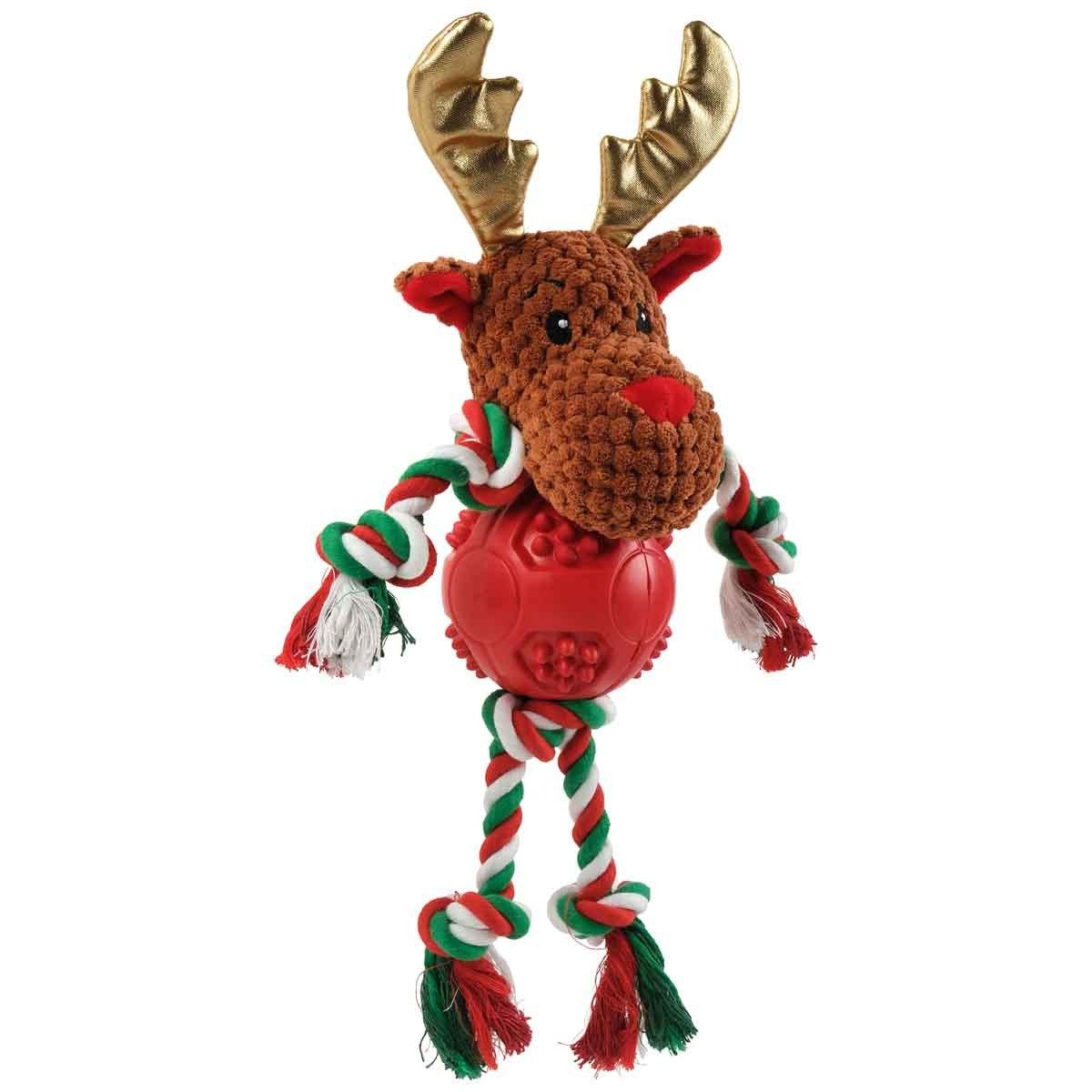 Petstock Christmas Reindeer Rubber Rope Dog Toy