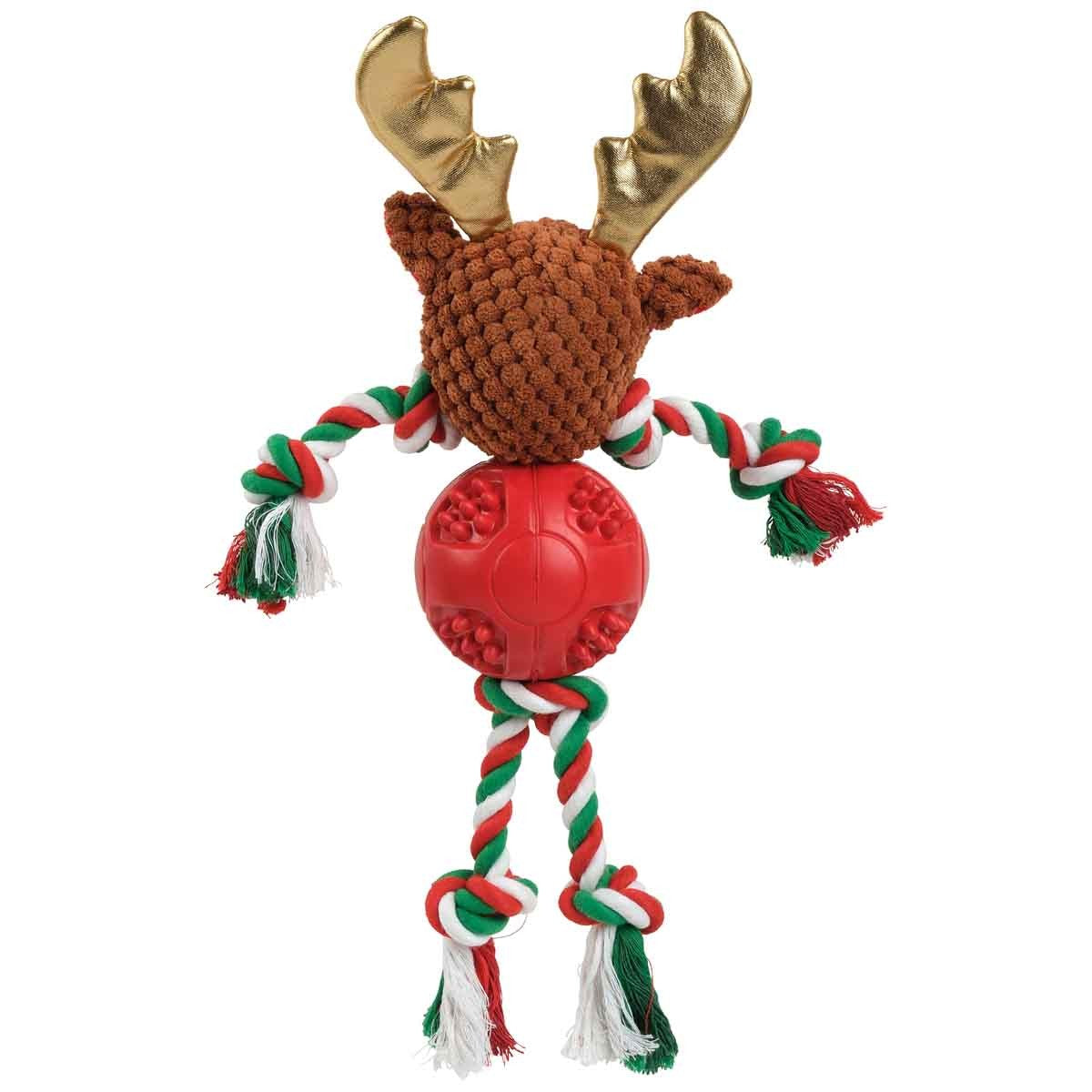 Petstock Christmas Reindeer Rubber Rope Dog Toy