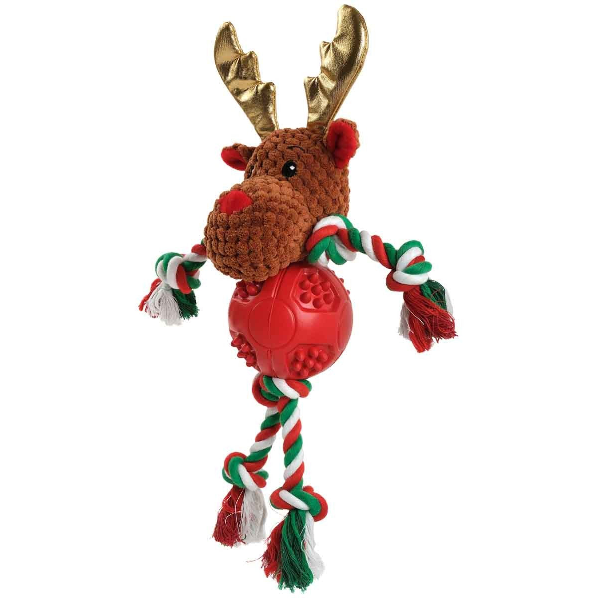 Petstock Christmas Reindeer Rubber Rope Dog Toy