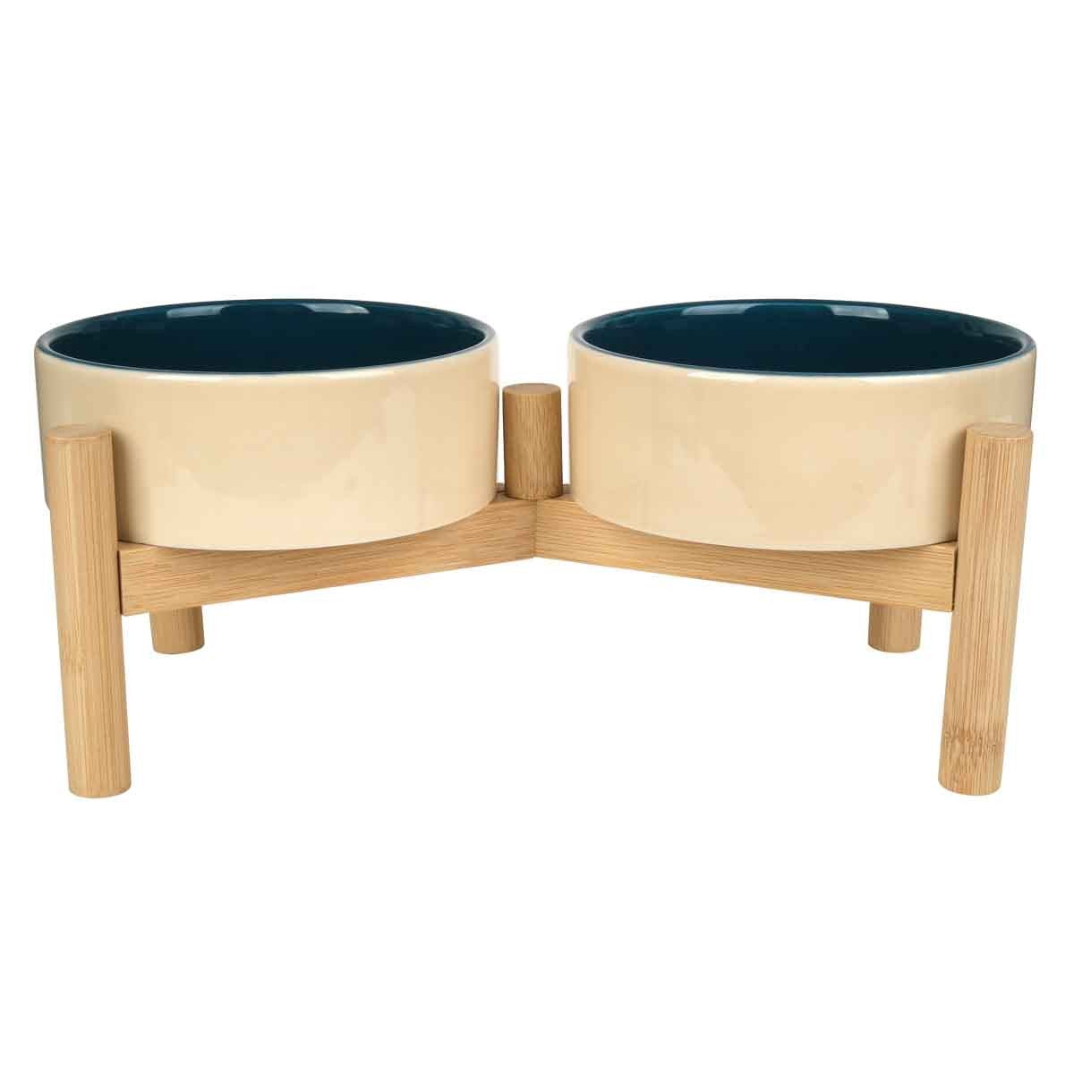 Buddy & Belle Ceramic Bowls with Bamboo Stand