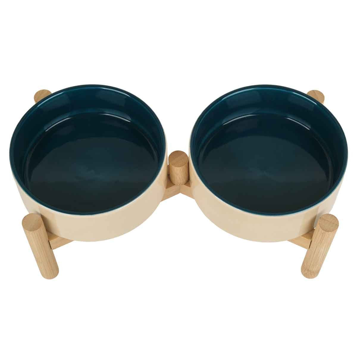 Buddy & Belle Ceramic Bowls with Bamboo Stand