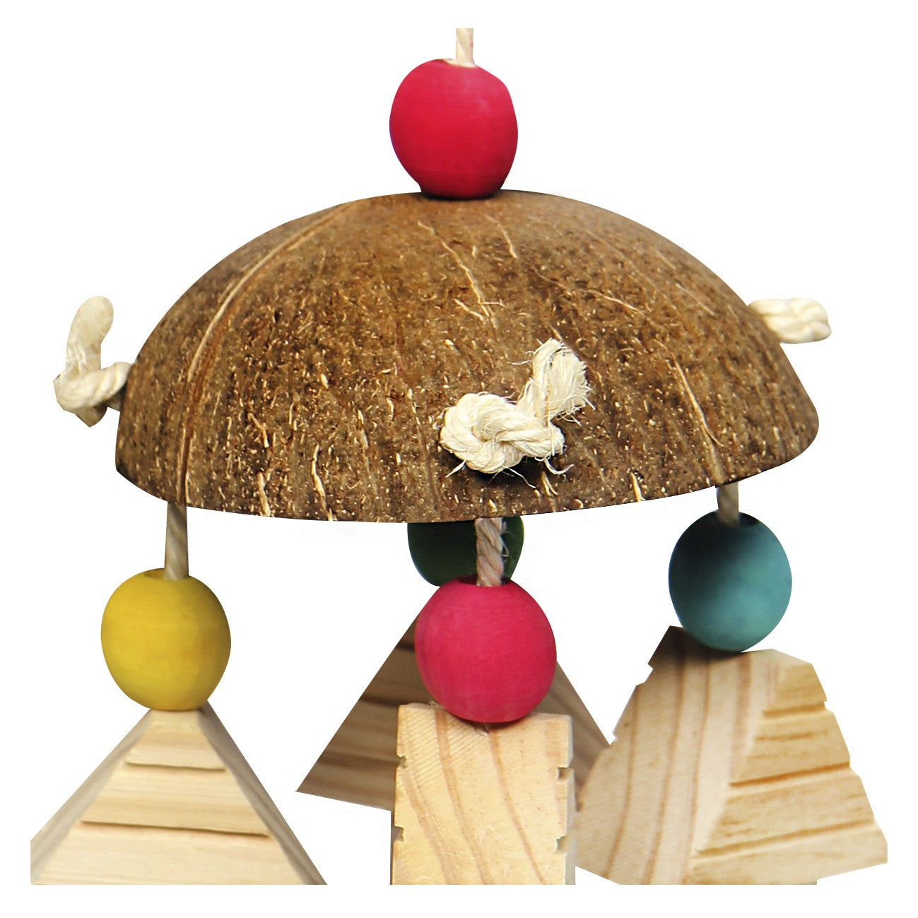 Avi One House Blocks & Beads With Coconut Shell Bird Toy