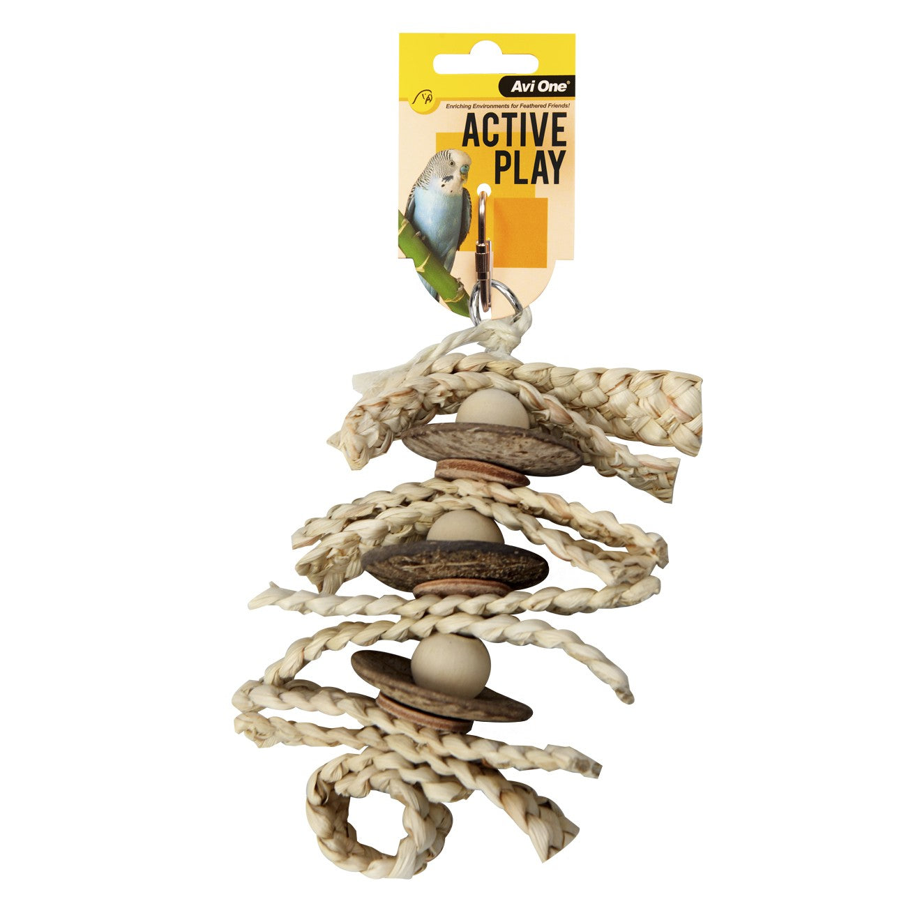 Avi One Beads With Seagrass & Coconut Shell Bird Toy