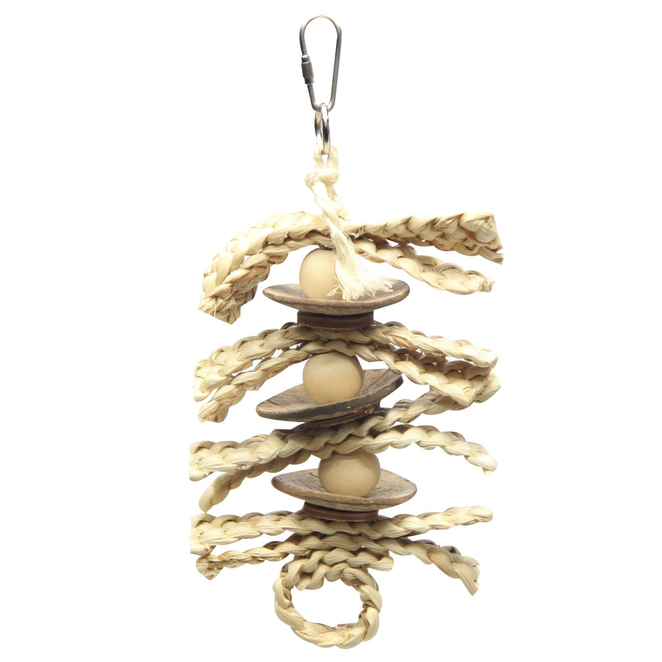 Avi One Beads With Seagrass & Coconut Shell Bird Toy