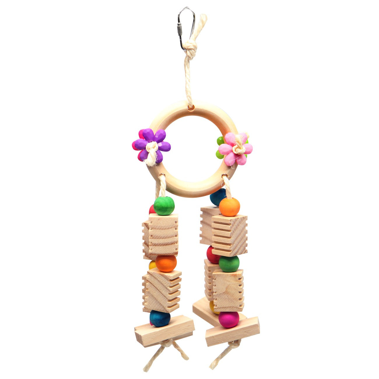 Avi One Hoop With Beads & Blocks Bird Toy
