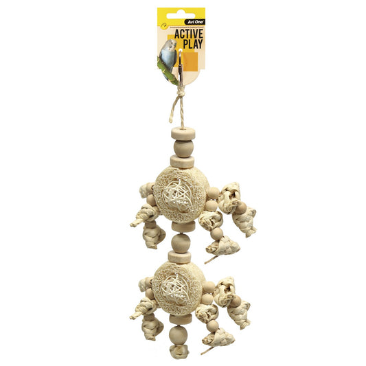 Avi One Rattan Ball With Seagrass & Loofah Bird Toy