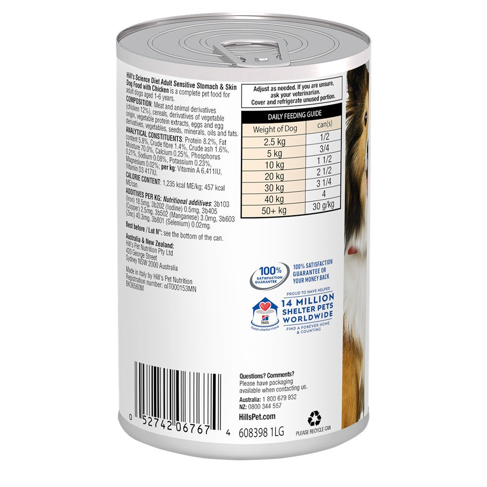 Hill's Science Diet Adult Sensitive Stomach & Skin with Chicken Canned Wet Dog Food