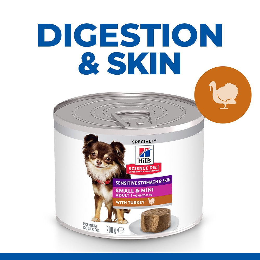 Hill's Science Diet Adult Sensitive Stomach & Skin Small & Mini with Turkey Canned Wet Dog Food