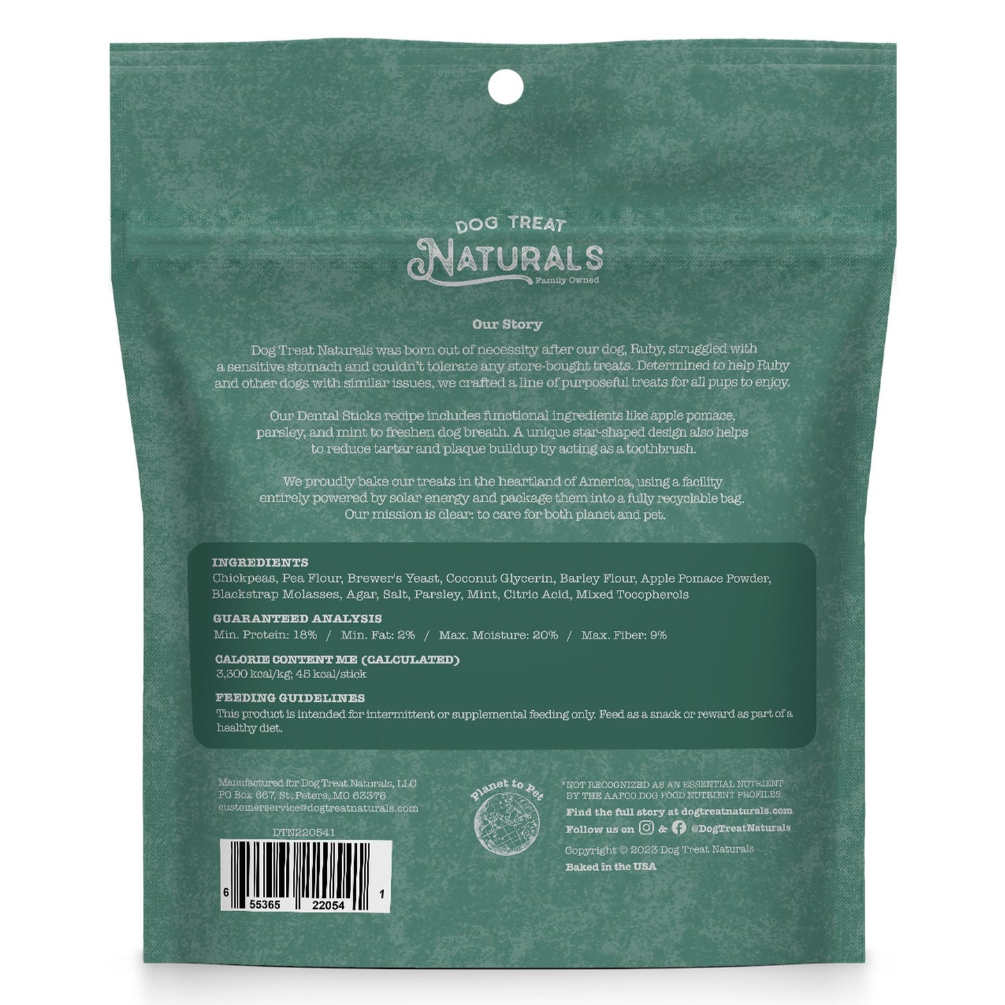 Dog Treat Naturals Chickpea & Mint Dental Sticks