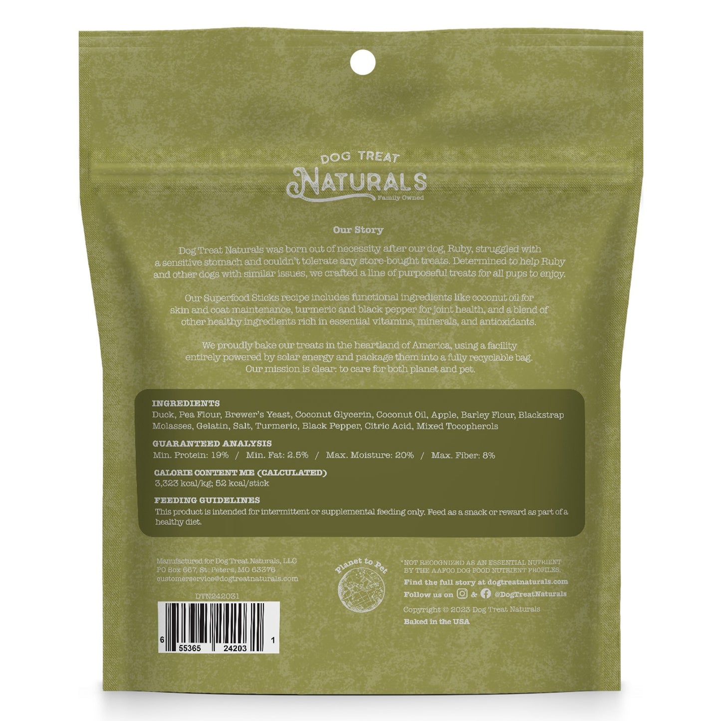 Dog Treat Naturals Duck & Apple Superfood Dental Sticks