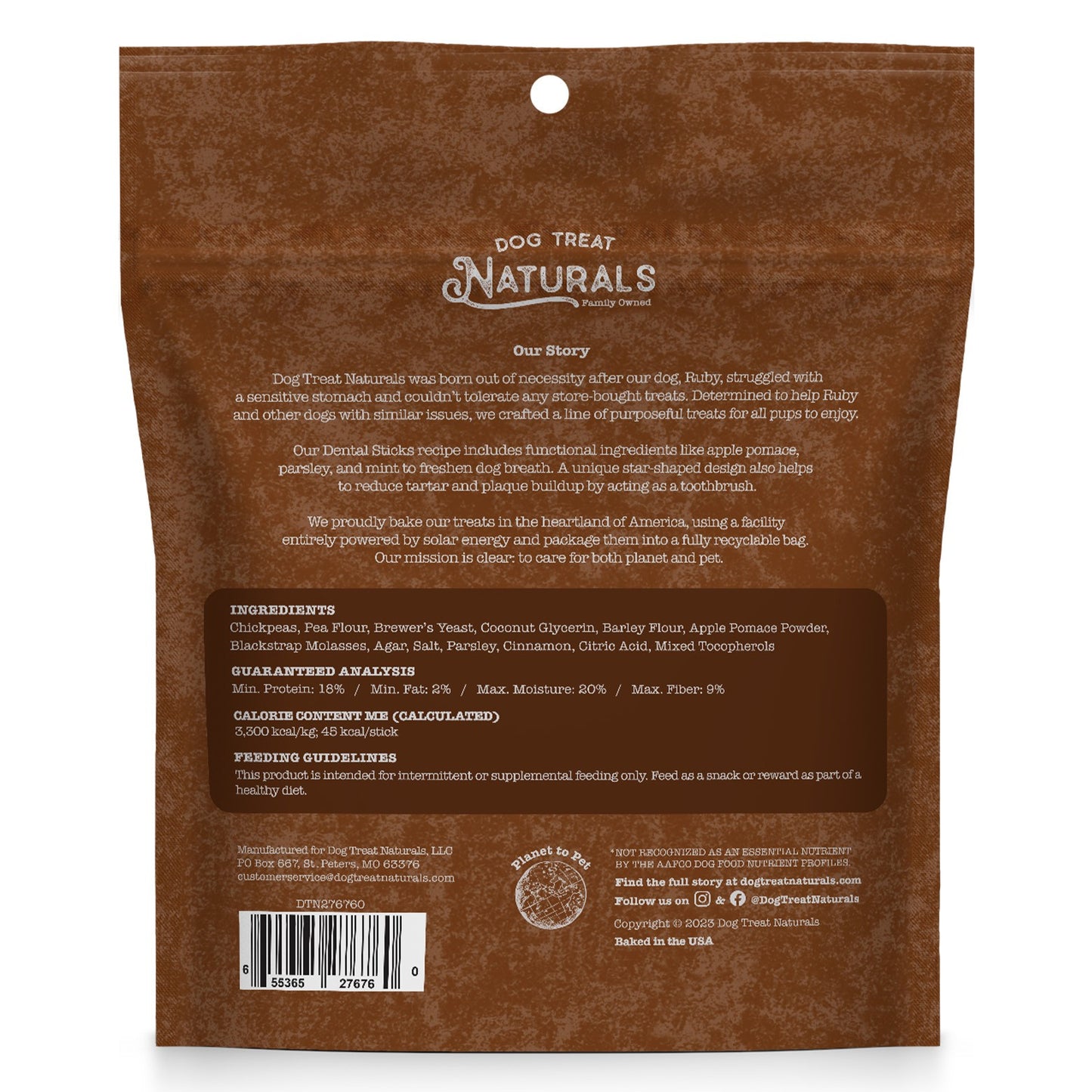 Dog Treat Naturals Chickpea & Cinnamon Dental Sticks