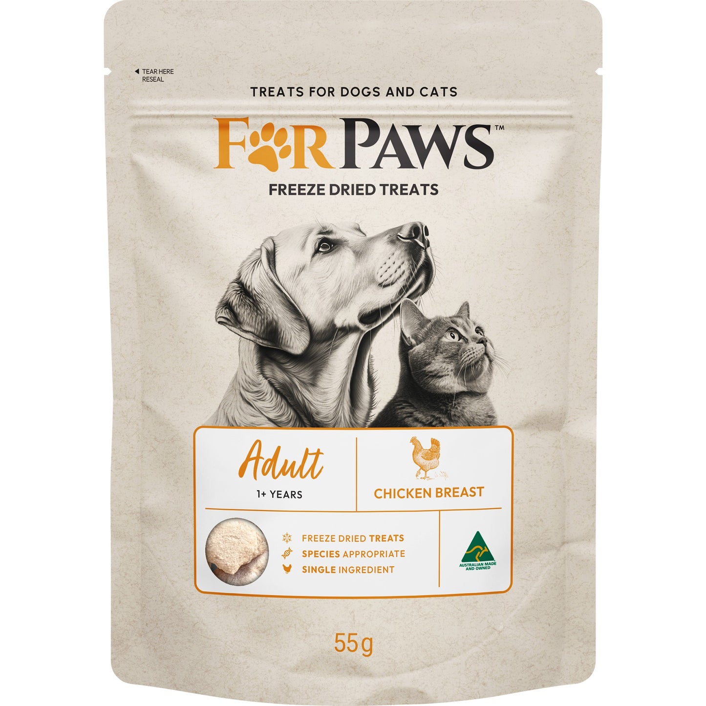 For Paws Freeze Dried Chicken Breast Dog & Cat Treats