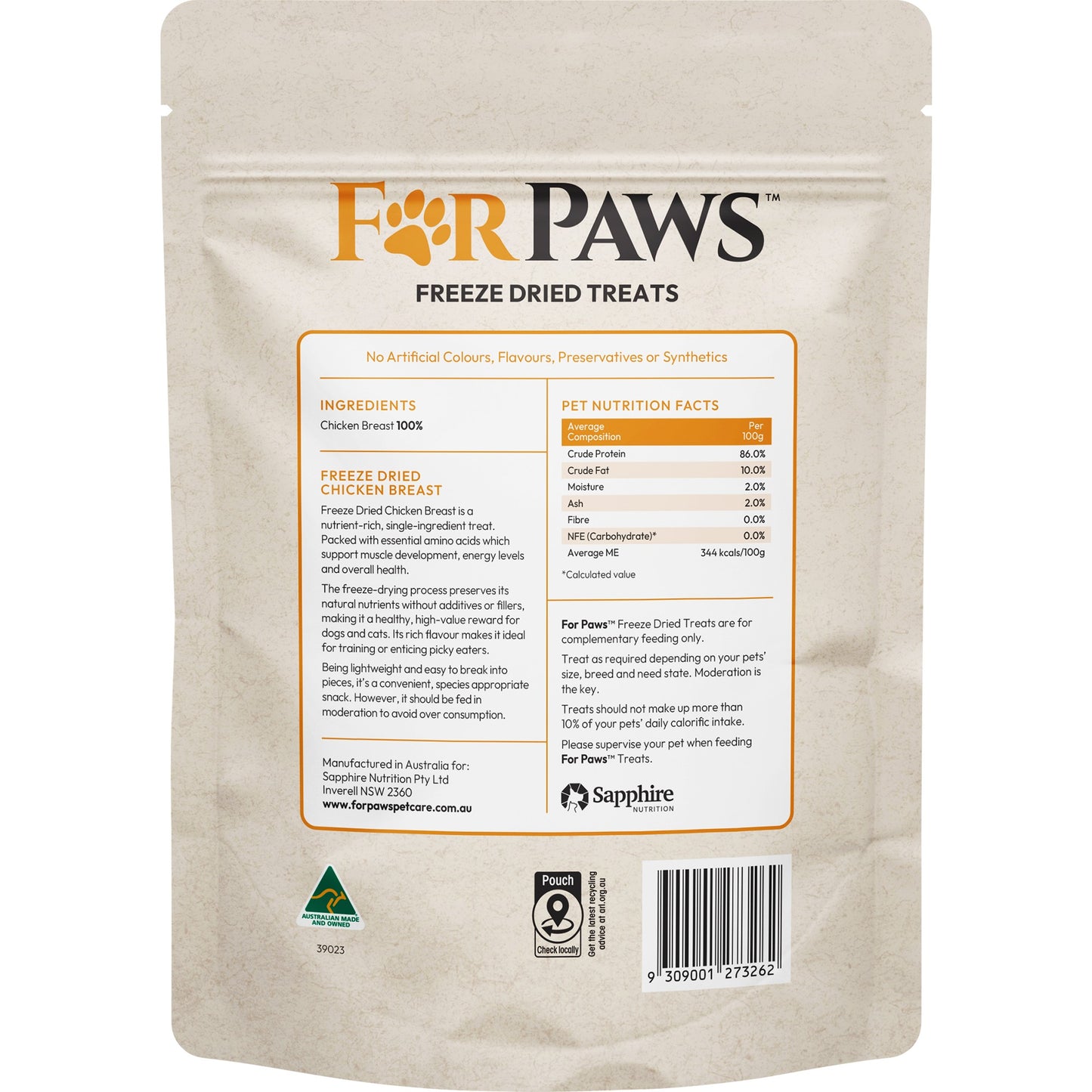 For Paws Freeze Dried Chicken Breast Dog & Cat Treats