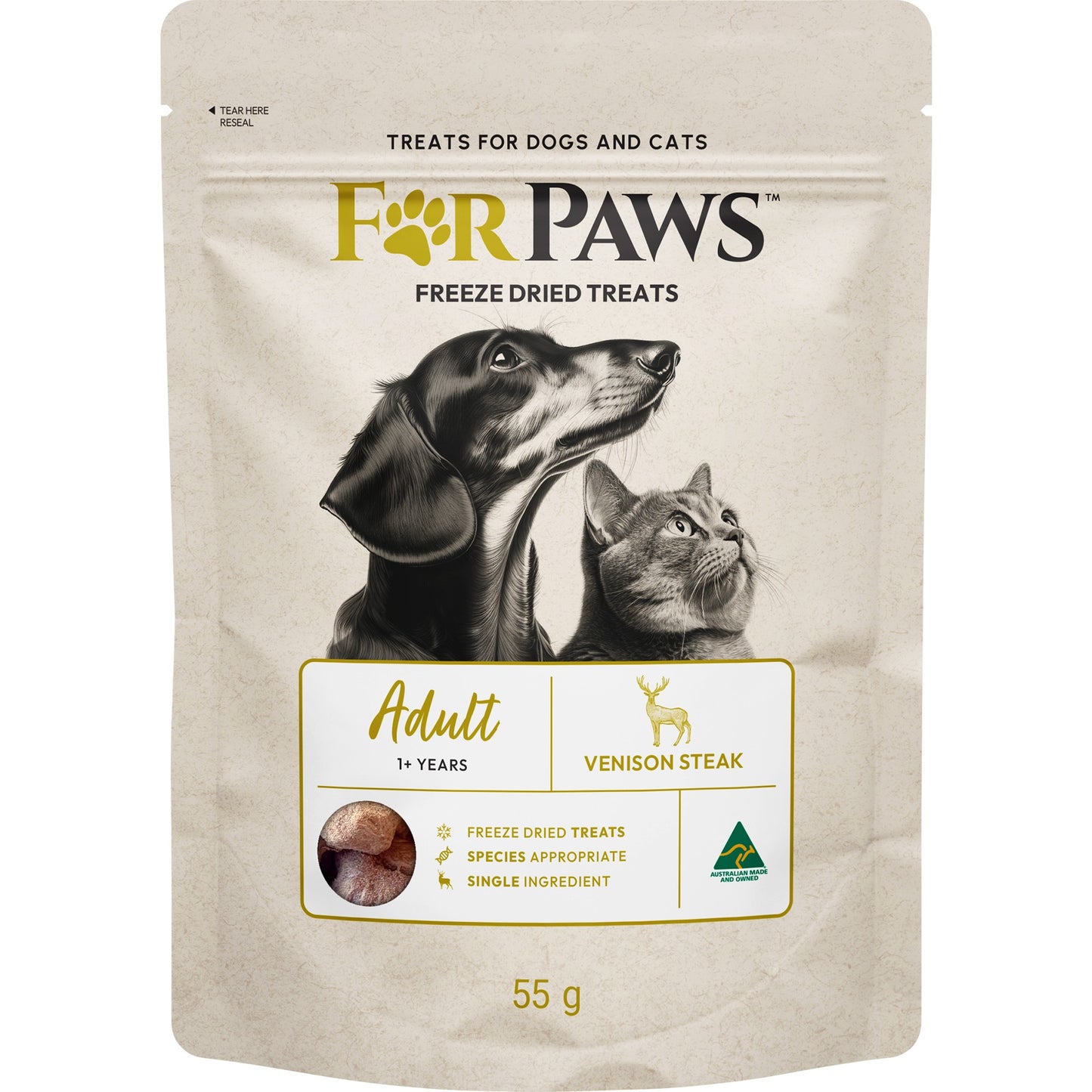 For Paws Freeze Dried Venison Steak Dog & Cat Treats