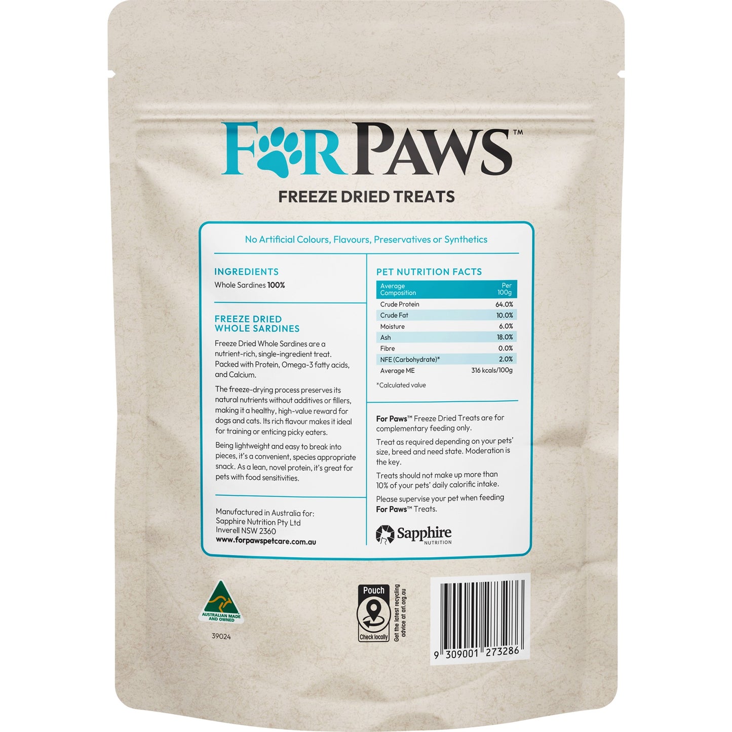 For Paws Freeze Dried Whole Sardines Dog & Cat Treats
