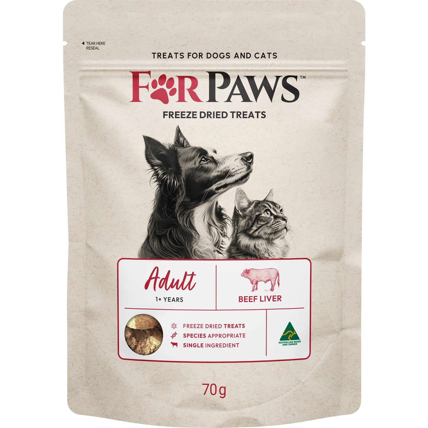 For Paws Freeze Dried Beef Liver Dog & Cat Treats