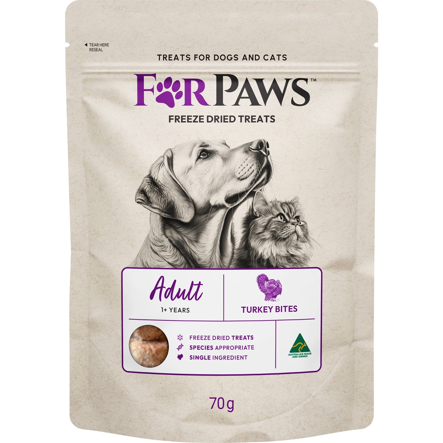 For Paws Freeze Dried Turkey Bites Dog & Cat Treats