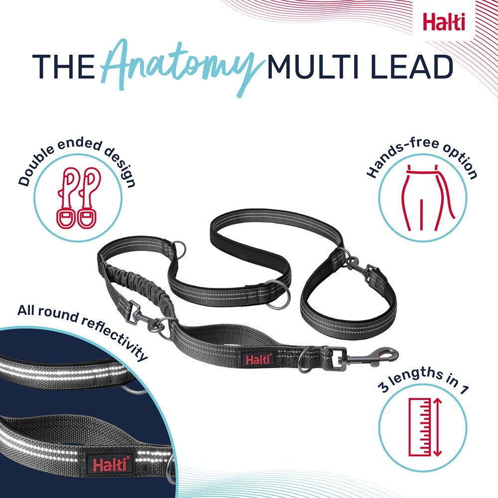 Halti Anatomy Multi Dog Lead Grey