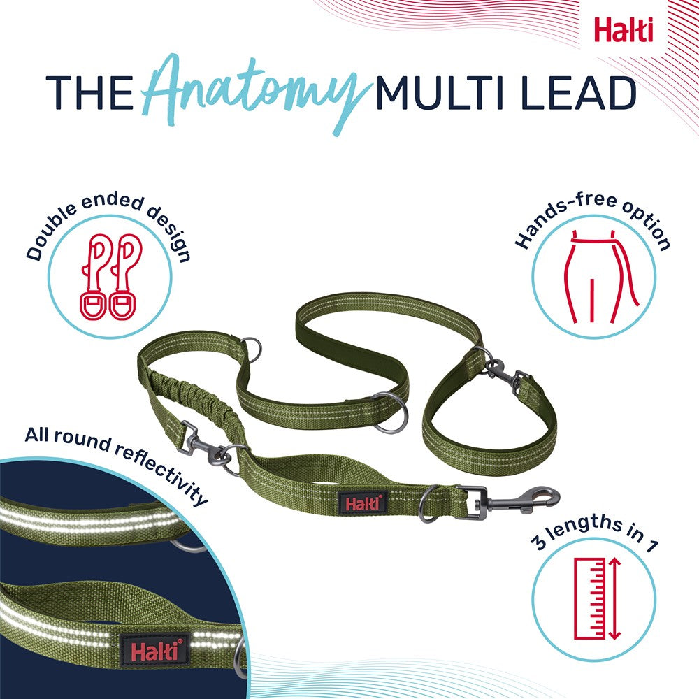 Halti Anatomy Multi Dog Lead Green