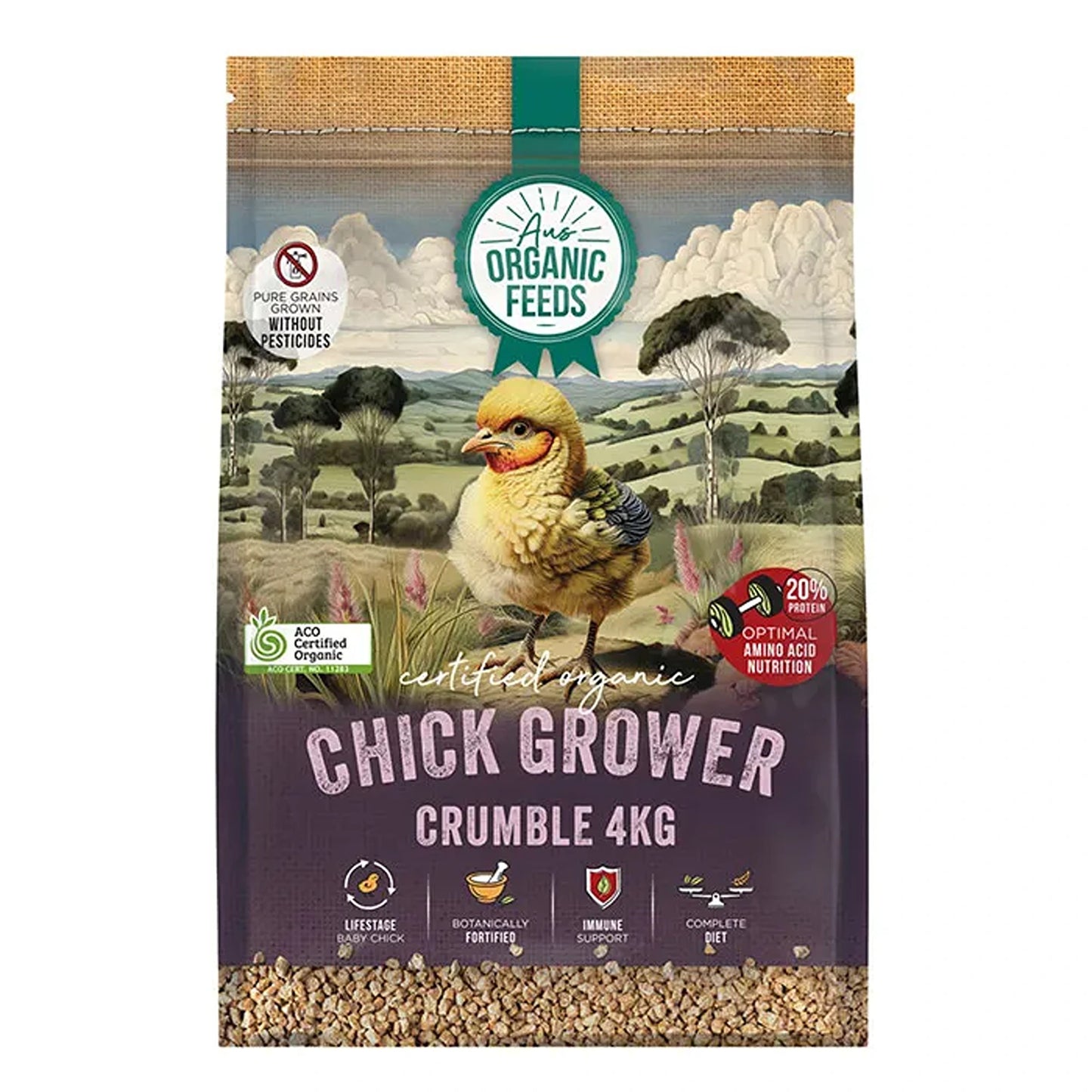 Aus Organic Feeds Chick Grower Crumble Poultry Grain Mix