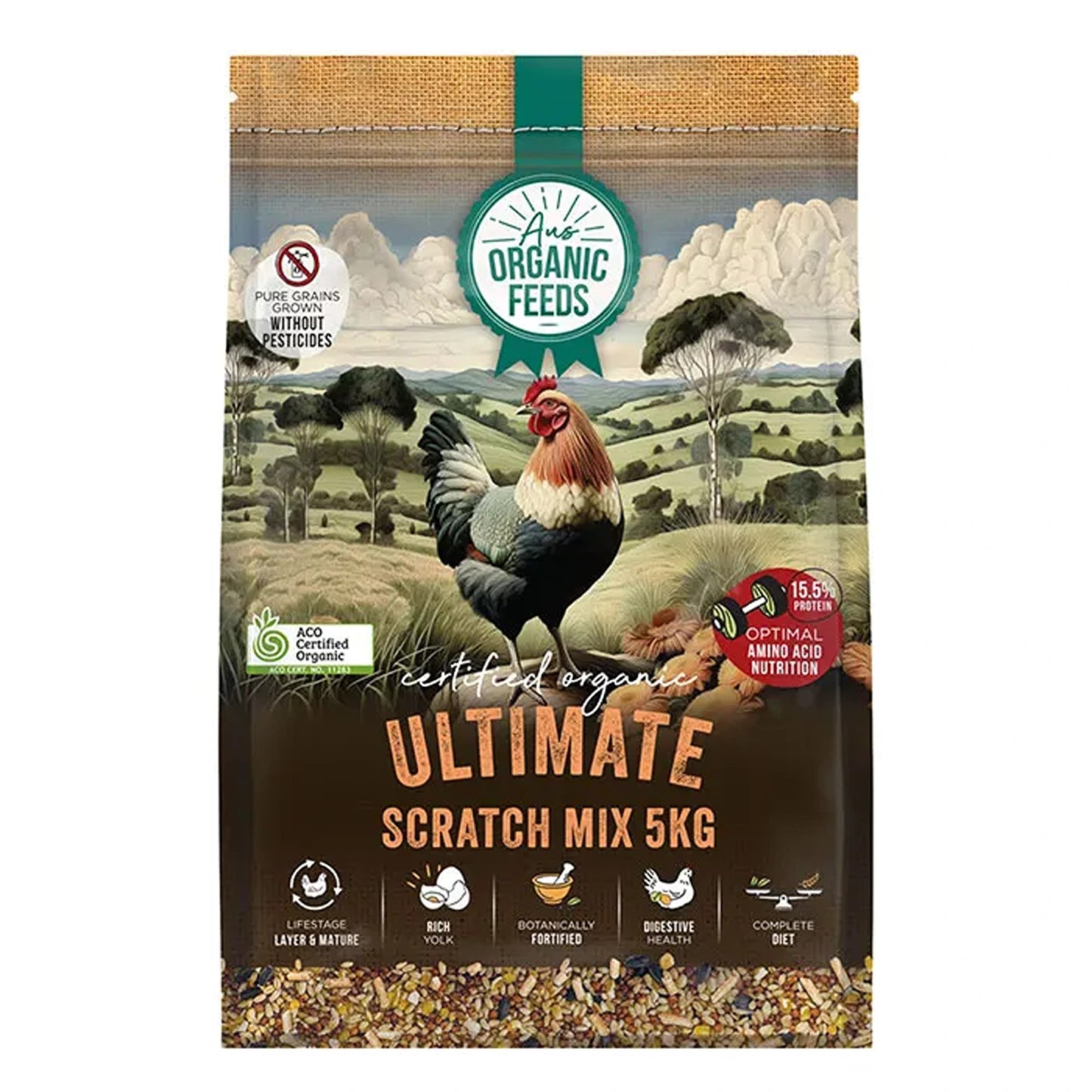 Aus Organic Feeds Ultimate Scratch Poultry Pellet & Grain Mix